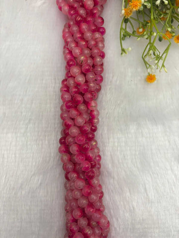 Rani Pink Striped Beads - 1 Line