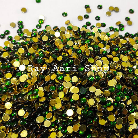 4mm Round Foil Stone Light green - 10 gm