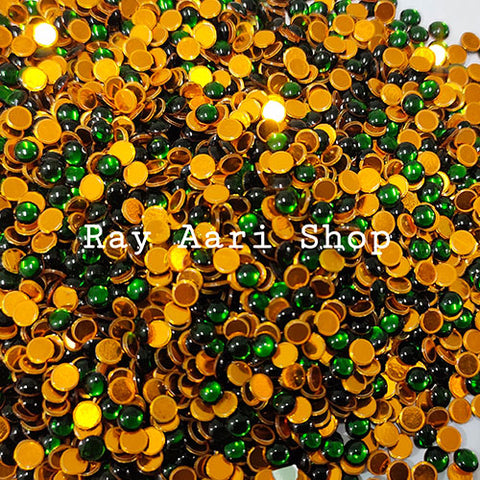 4mm Round Foil Stone Dark green - 10 gm