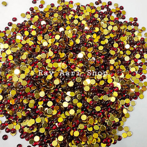 4mm Round Foil Stone maroon - 10 gm