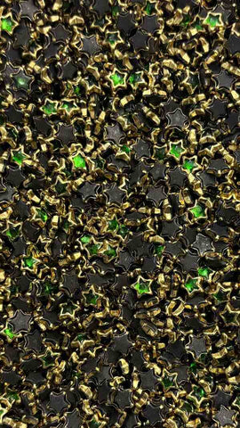 Dark Green Star Glossy Stones