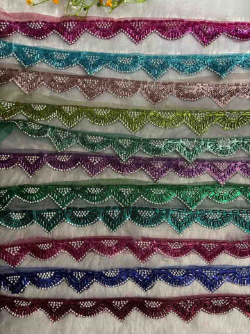 Triangle with Half Circle Tube Bead Lace - 1 M