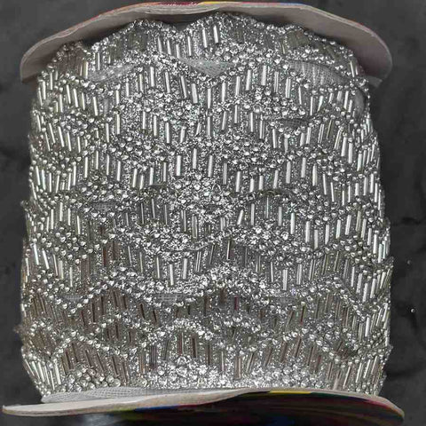 Silver Tube Bead Lace - 1 Meter