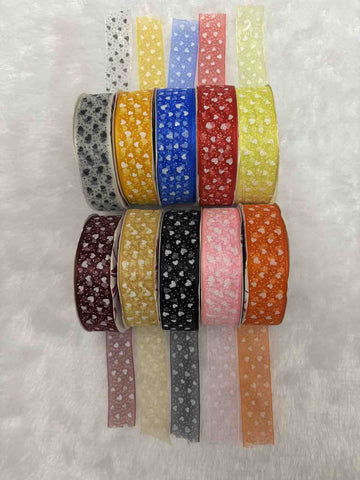 1 inch Heart Printed Organza