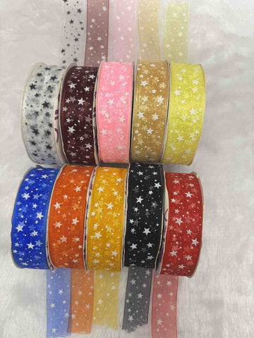 1 inch Star Printed Organza