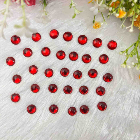 Red Kundan Stone Round