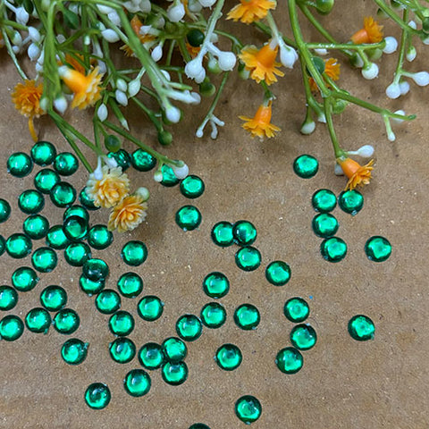 Dark Green Round Kundan Stone