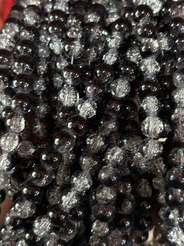 Black Crackle Beads - 1 Line