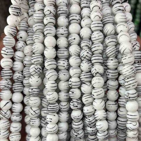 White Striped Beads - 1Line
