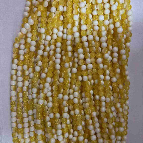 Yellow Crackle beads - 1 Line