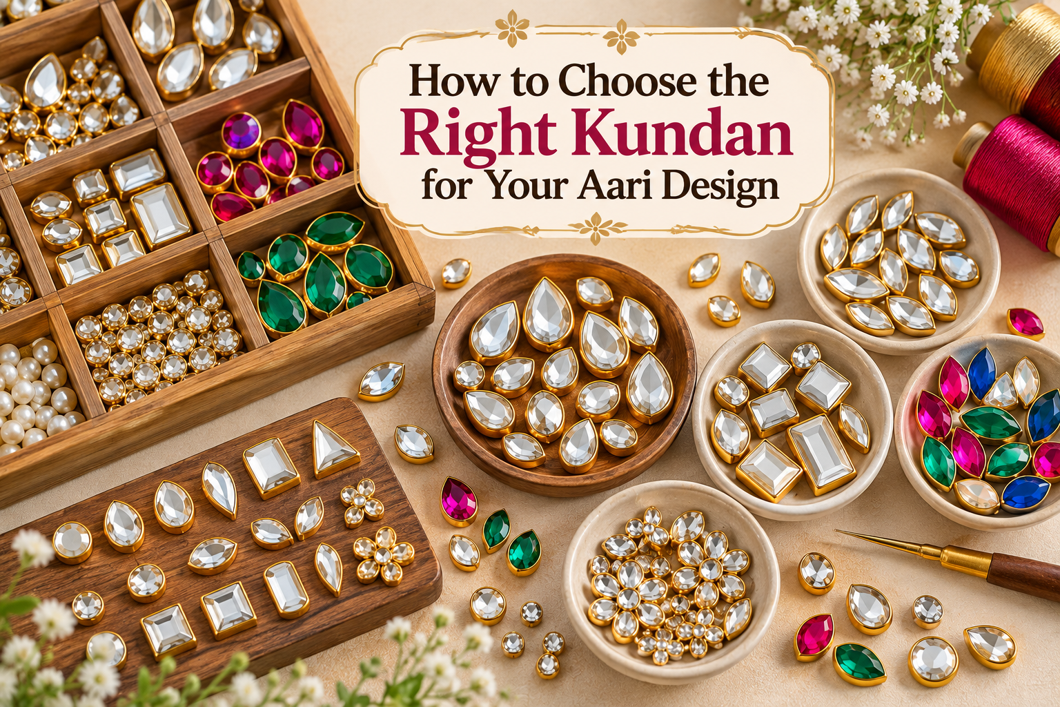 How to Choose the Right Kundan for Your Aari Design