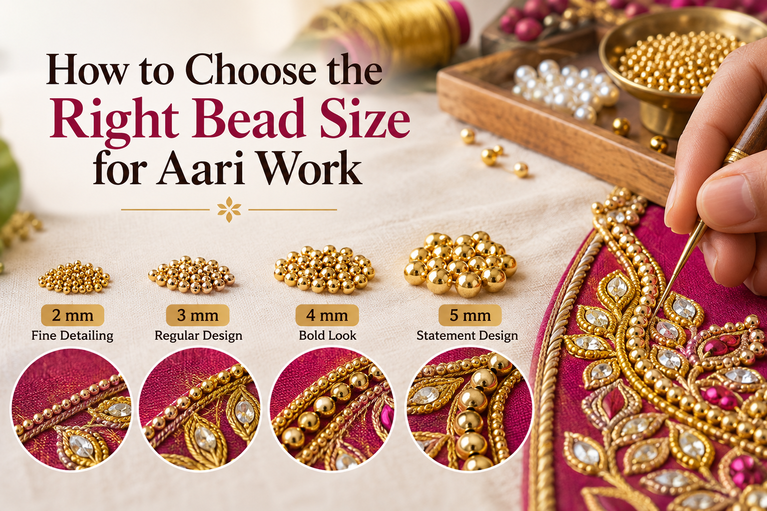 How to Choose the Right Bead Size for Aari Work