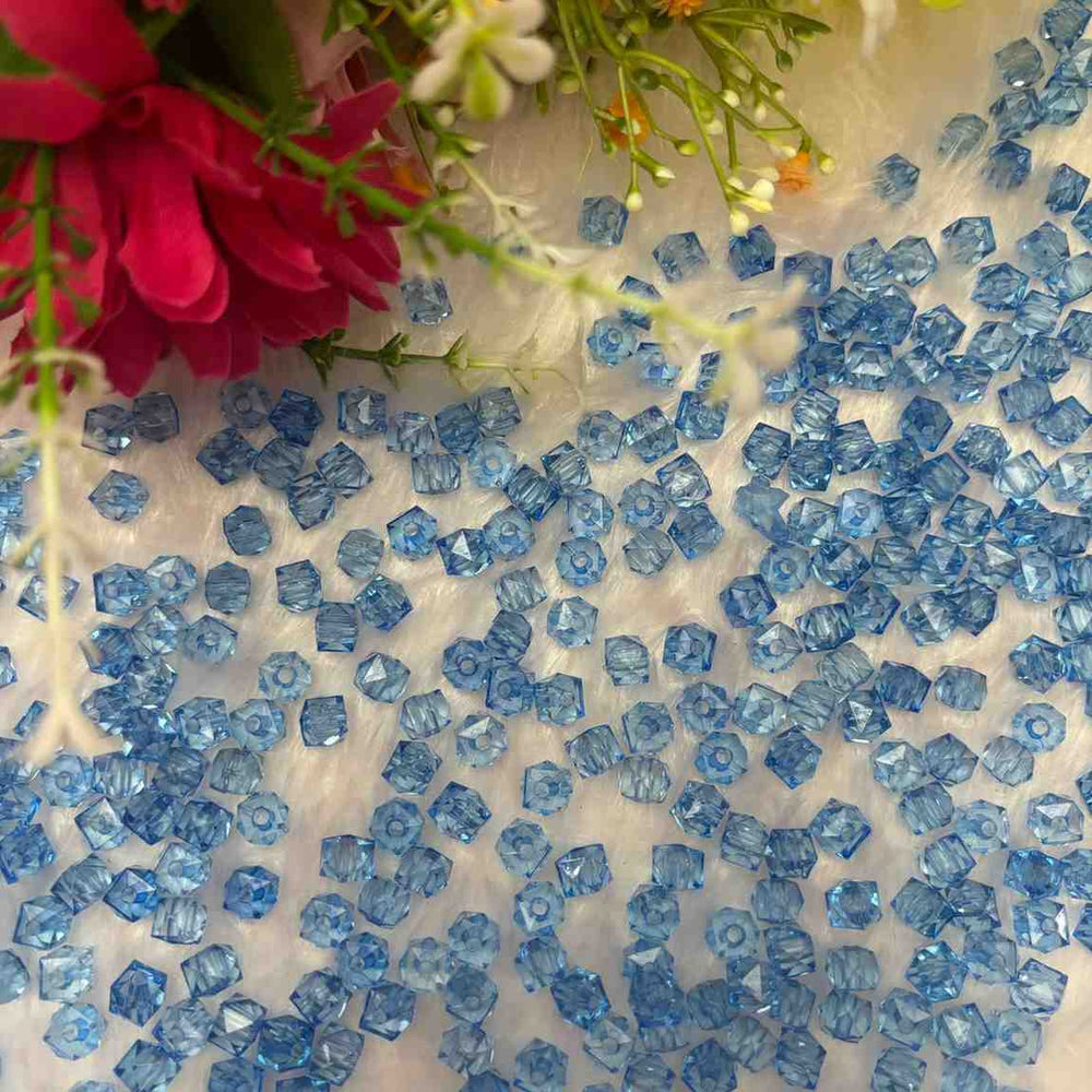 Sky Blue Square Beads - 10 Gm