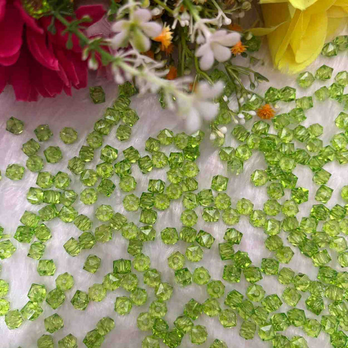 Light Green Square Beads - 10 Gm