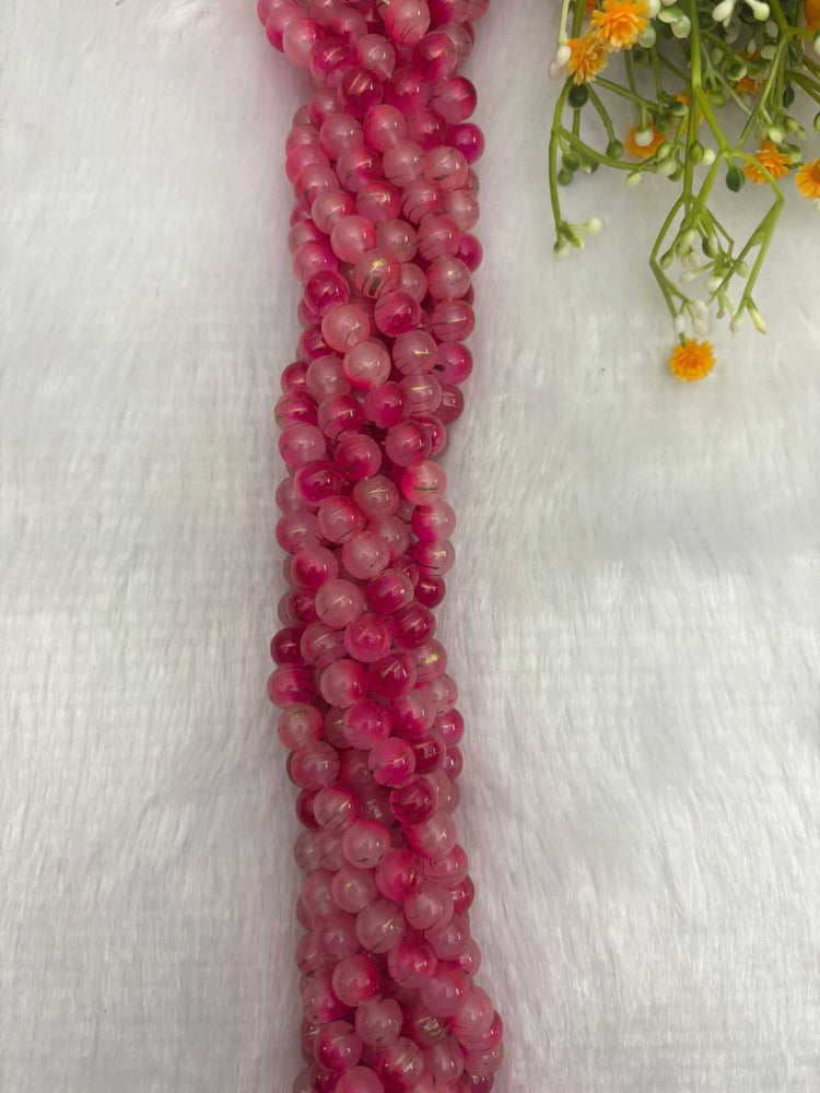 Rani Pink Striped Beads - 1 Line