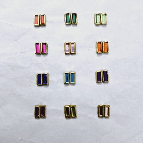 3 x 7 Rectangle Glossy  Stones-[10 GM Each -  8 Colours]