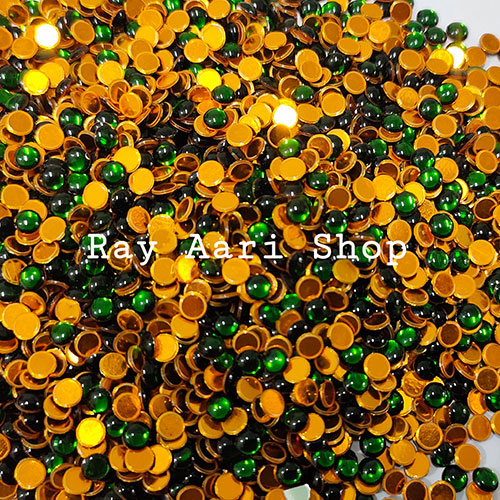 4mm Round Foil Stone Dark green - 10 gm