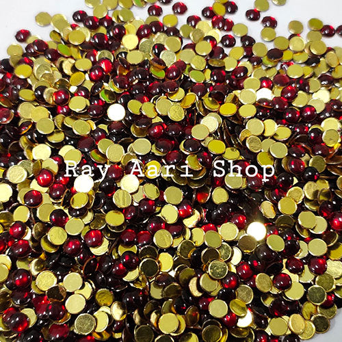 4mm Round Foil Stone Maroon - 10 gm