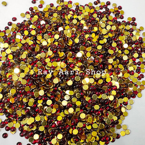 4mm Round Foil Stone maroon - 10 gm