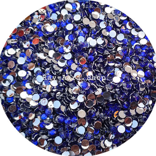 4mm Round Dark Blue Kundan - 10 gm