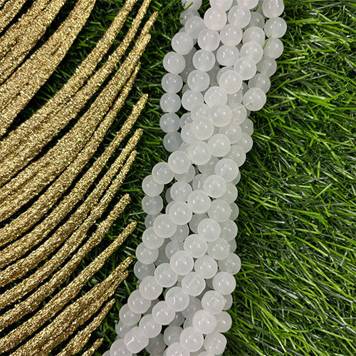 Glass White  Jelly Beads - 1 Line