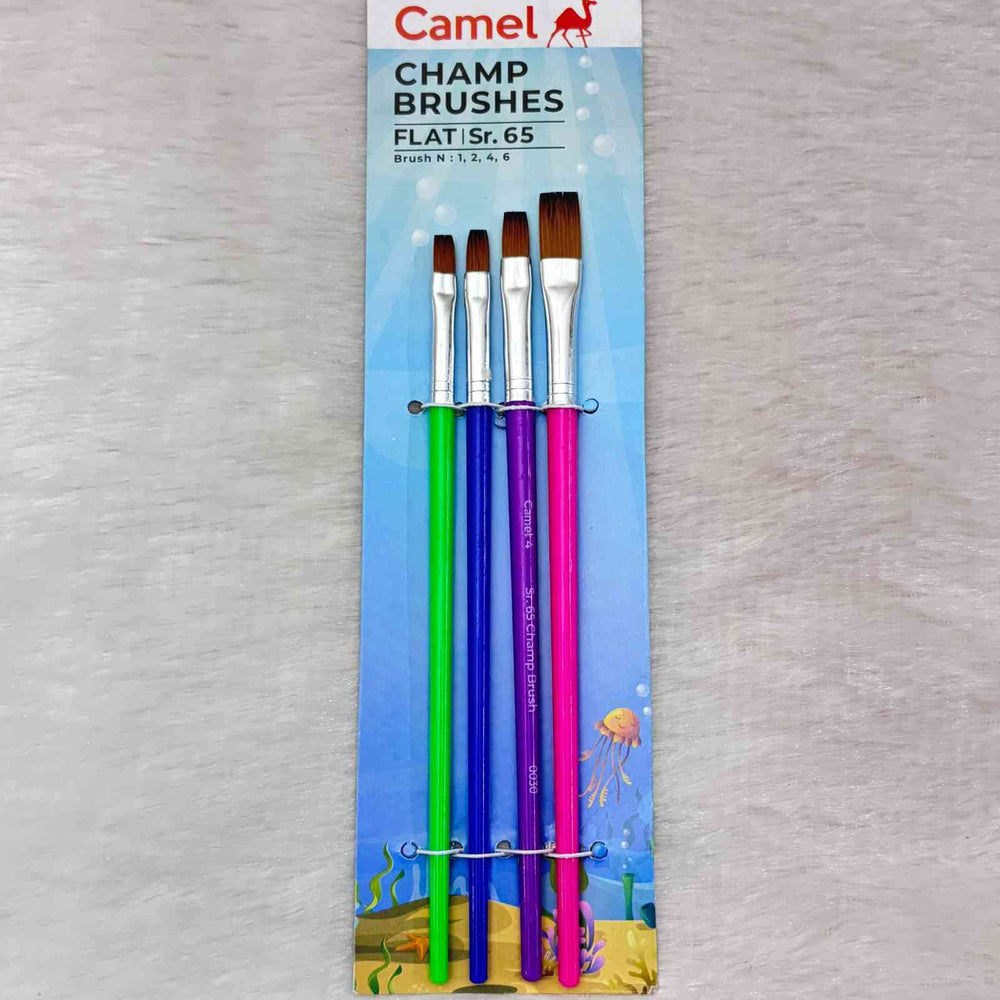 Camlin Flat Brush 4 size Mixed - 1 Pack