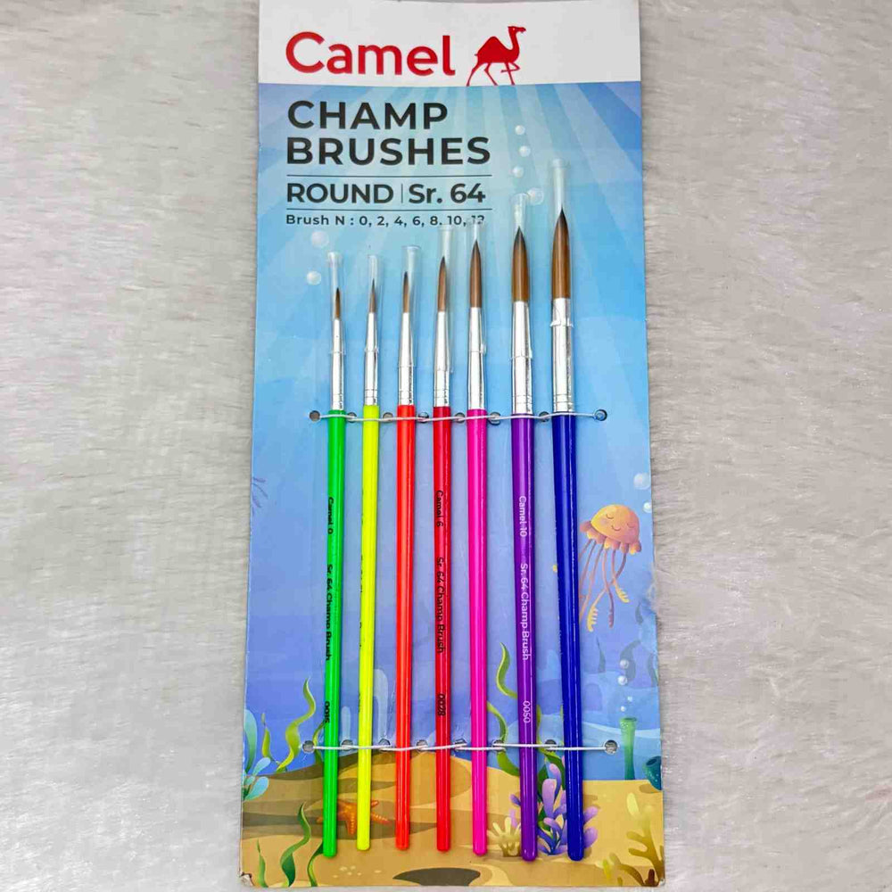 Camlin Round Brush 7 size Mixed - 1 Pack