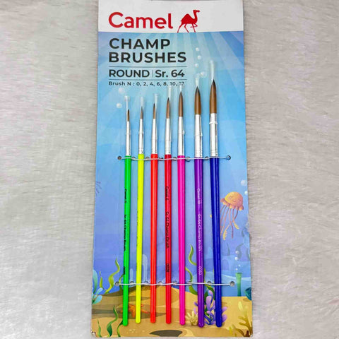Camlin Round Brush 7 size Mixed - 1 Pack
