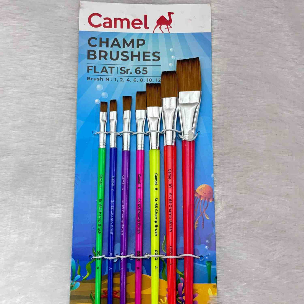 Camlin Flat Brush 7 size Mixed - 1 Pack