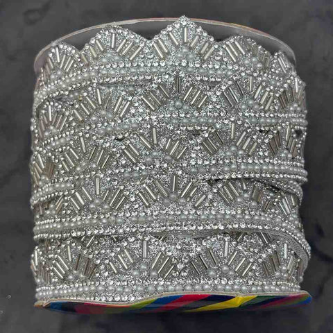 Silver Tube Bead Lace - 1 Meter