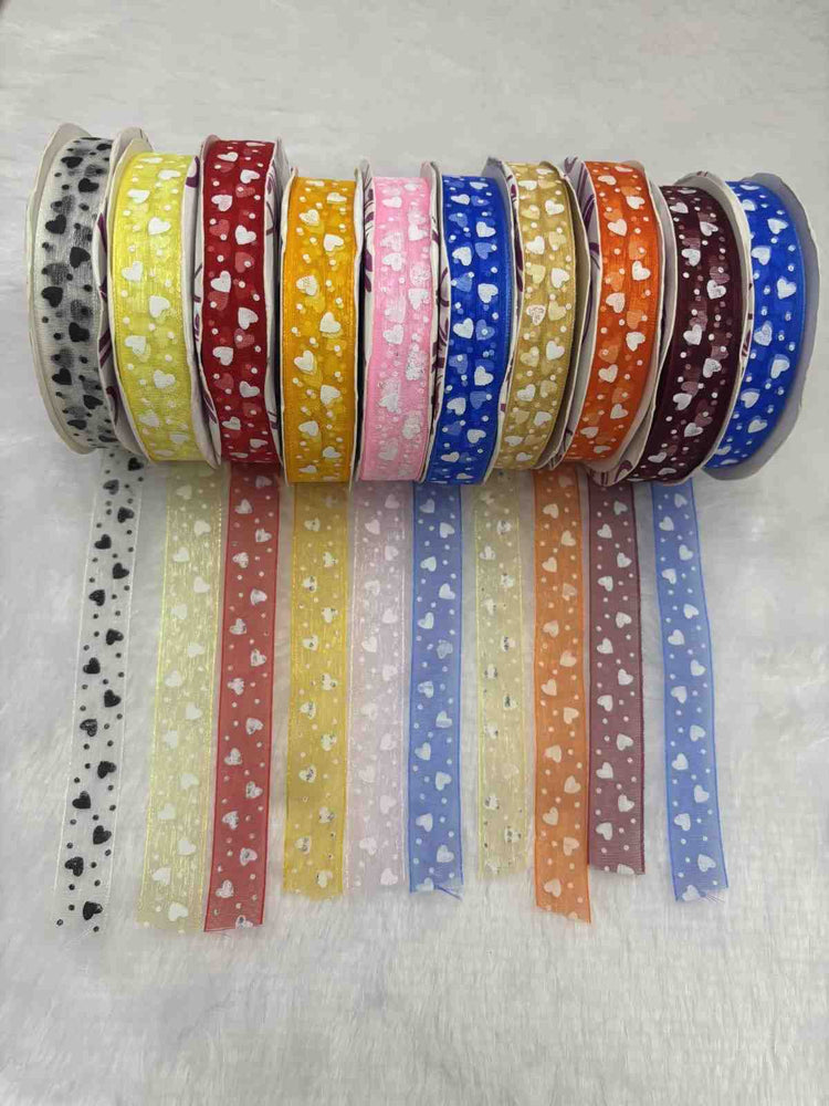 Half inch Heart Printed Organza