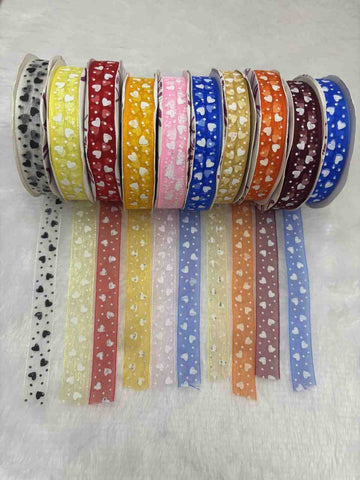 Half inch Heart Printed Organza
