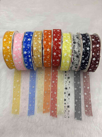 Half inch Star Printed Organza