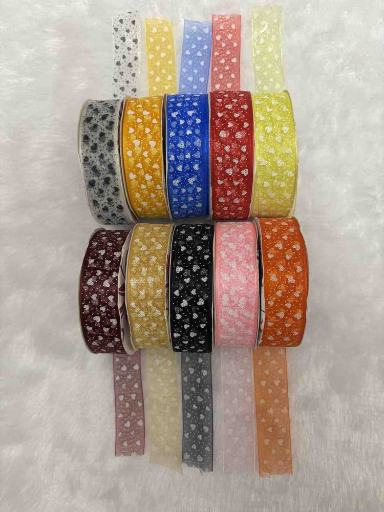 1 inch Heart Printed Organza