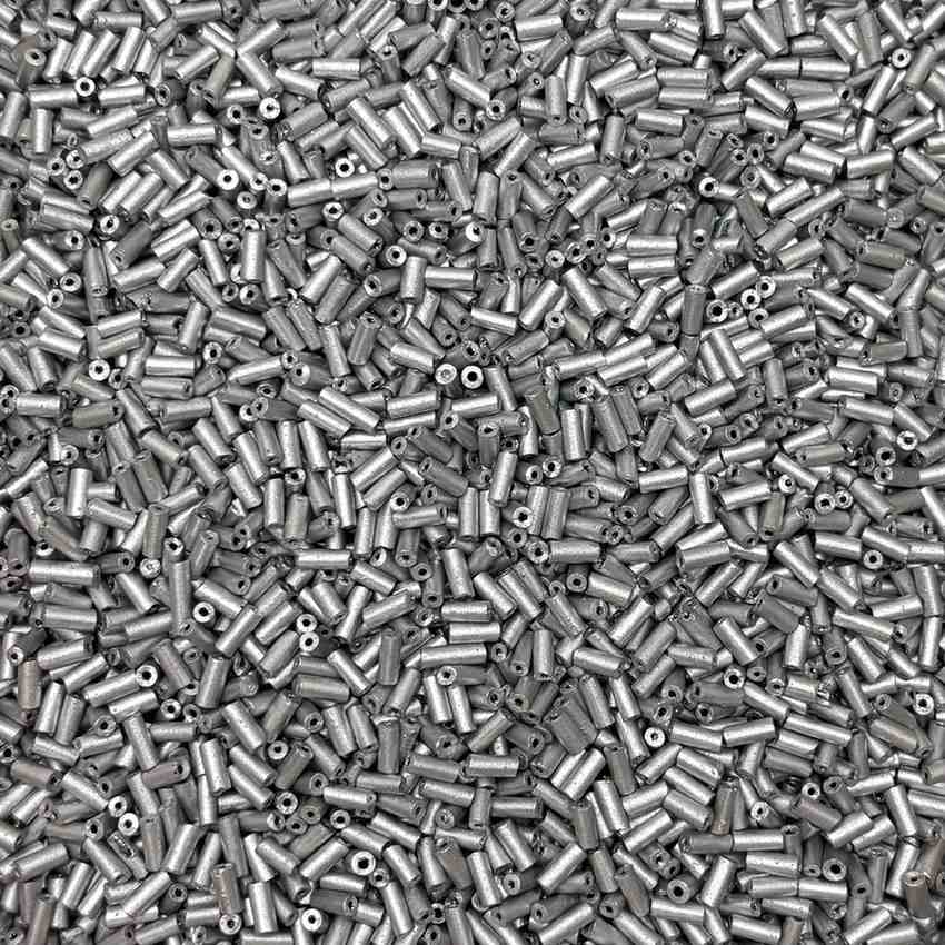 Mat silver Tube Bead