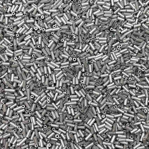 Mat silver Tube Bead