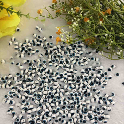 White Evil Eye 6mm - 10 piece