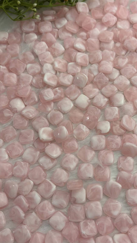 Baby Pink Square Acrylic Beads - 10 gm