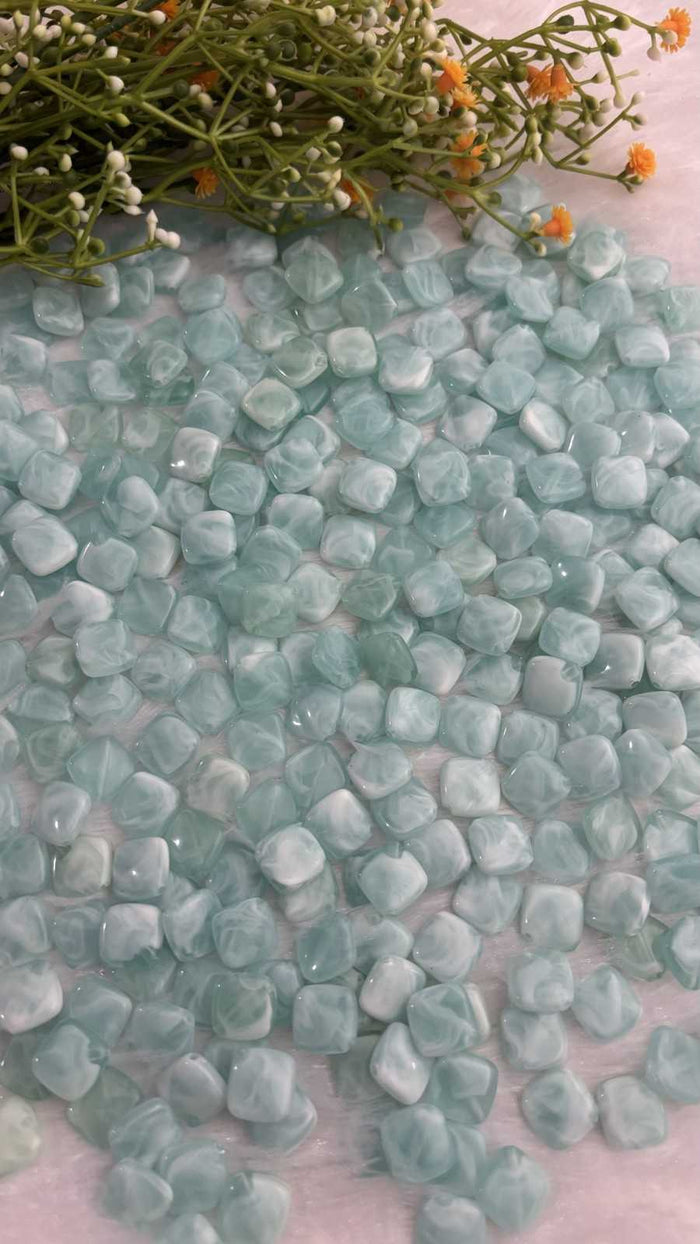 Sky Blue Square Acrylic Beads - 10 gm