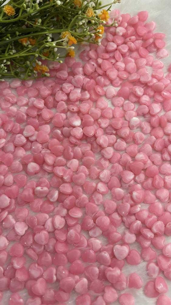 Baby Pink Heart Acrylic Beads - 10 gm