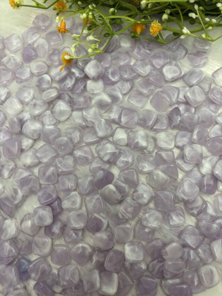 Violet Square Acrylic Beads - 10 gm
