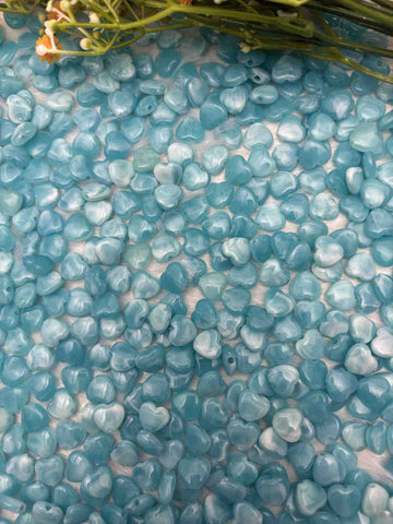 Sky blue Heart Acrylic Beads - 10 gm