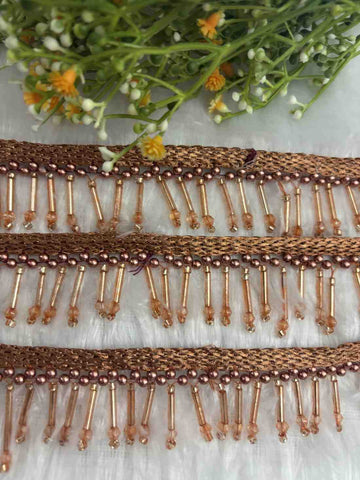 Copper Long Tube Beads crystal Lace - 1M