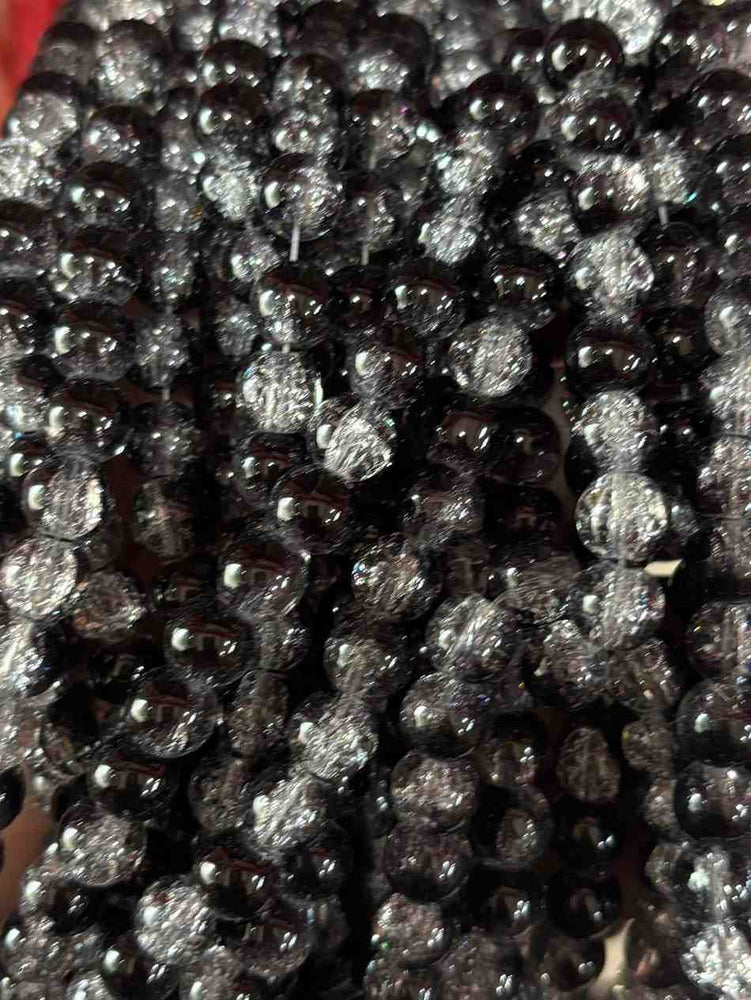 Black Crackle Beads - 1 Line