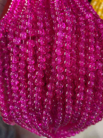 Rani Pink Crackle Beads - 1 Line