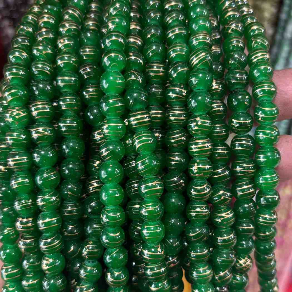 Green Striped Beads - 1Line