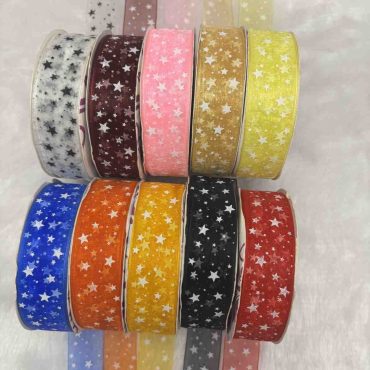 1 inch Star Printed Organza