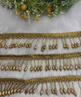 Gold Long Tube Bead Drop lace - 1 M